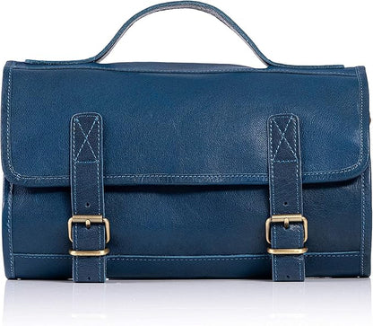 KomalC Premium Buffalo Leather Hanging Toiletry Bag Travel Dopp Kit