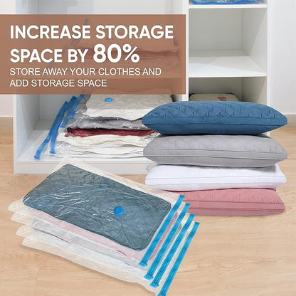 10 Small Vacuum Storage Bags with Travel Hand Pump, Small Vacuum Seal Bags for Clothing, Space Saver Bags for Clothes