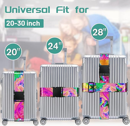 Slohif Luggage Straps for Suitcases Travel Belt Accessories Luggage Connector Identifiers Over Handle with Buckle Unique Nylon Adjustable Strap for Sleeping Bag Car Seat Butterfly (2 Pack)