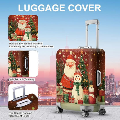FOREVER QUEEN Snowman Luggage Cover Suitcase Protector Suitcase Cover Anti-Scratch,Stretchable Bag Cover Washable Durable Polyester