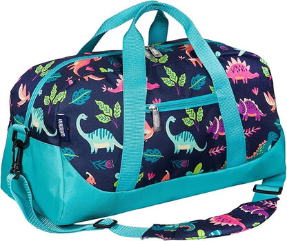 Wildkin Kids Overnighter Duffel Bag – Carry-On Size, Ideal for School & Sleepovers – Darling Dinosaurs