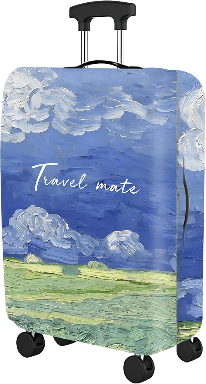 Luggage Cover for Suitcase – Impressionist Sky Design – Stretchable, Washable & Scratch-Resistant Protector for Medium Travel Bags