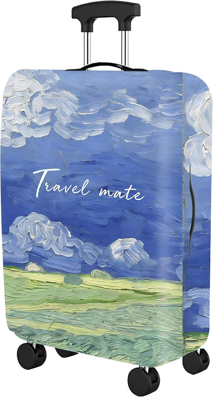 Luggage Cover for Suitcase – Impressionist Sky Design – Stretchable, Washable & Scratch-Resistant Protector for Medium Travel Bags