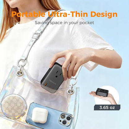 TESSAN Travel Adapter PD 20W, International Power Adapter 2 USB C 1 USB A, Ultra Thin Universal Plug Adaptor Worldwide Outlet for US to European UK Italy Spain New Zealand (Type C G A I)