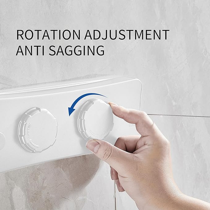 JOOM Retractable Clothesline Heavy Duty Clothes Drying Laundry Line Wall Mounted Easy Hanging Clothes Drying Laundry Line Retracting Hanging Lock to Prevent Sagging (Two line,White)