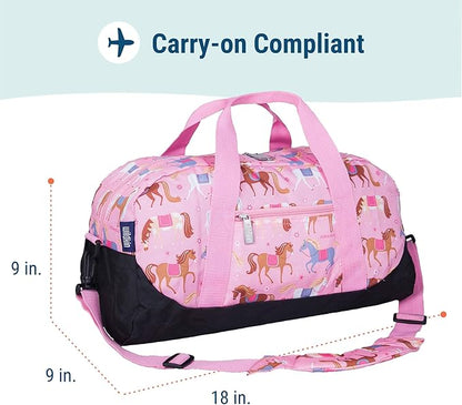 Wildkin Kids Overnighter Duffel Bag – Carry-On Size, Ideal for School & Sleepovers – Horses