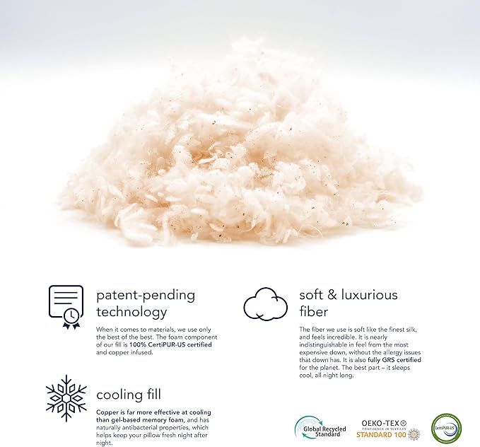 Honeydew Scrumptious Travel Pillow – Made in USA with Cooling Copper Gel Fill – CertiPUR Certified – Adjustable Travel Companion for Airplane & Traveling - Ergonomic Neck & Shoulder Support