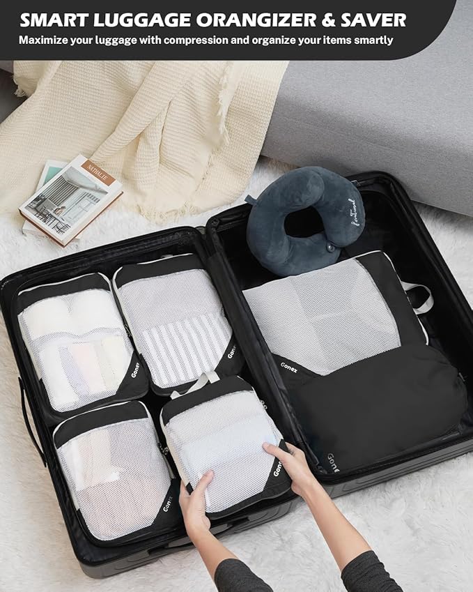 Compression Packing Cubes, Gonex Extensible Storage Mesh Bags Organizers