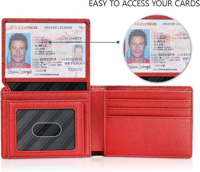 RUNBOX Wallet for Men Slim Rfid Leather 2 ID Window With Gift Box