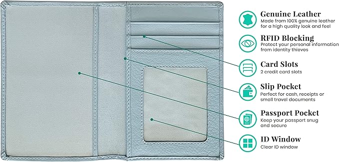 Personalized Monogrammed Chambray Leather RFID Passport Wallet