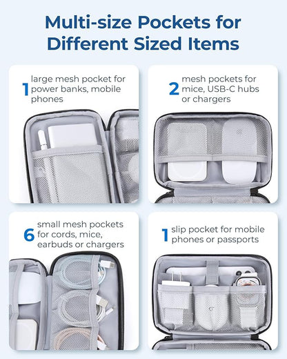 BAGSMART Electronics Organizer Travel Case, Cable Charger Cord Tech Organizer Pouch for Phone Charger Accessories, Teal