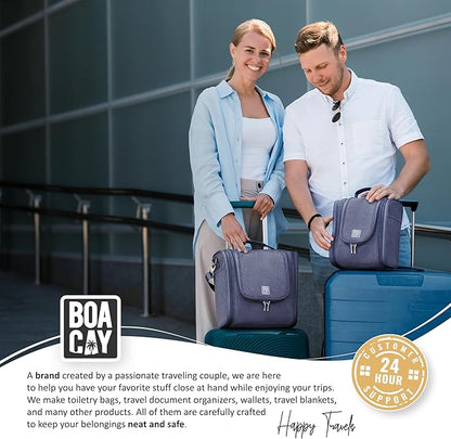 BOACAY Hanging Travel Toiletry Bag for Women and Men, Makeup Bag, Bathroom & Shower Organizer Kit for Accessories, Cosmetics, Travel Essentials