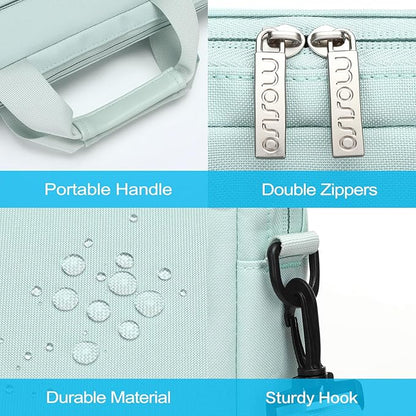 MOSISO Laptop Shoulder Bag 15.6 inch, 15-15.6 inch Computer Bag Compatible with MacBook Pro 16 inch, HP, Dell, Lenovo, Notebook with 2 Raised&1 Flapover&1 Horizontal Pocket&Handle&Belt, Mint Green