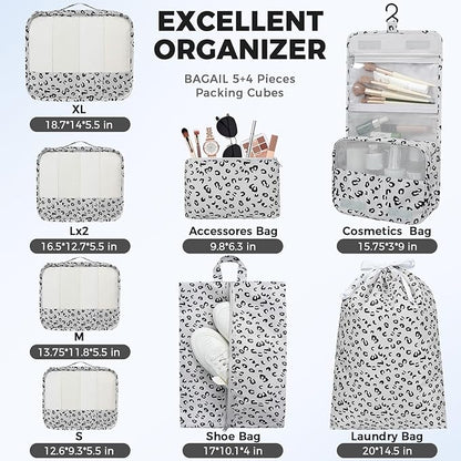 BAGAIL 9 Set Packing Cubes Luggage Packing Organizers for Travel Accessories