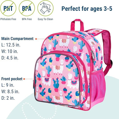 Wildkin 12-inch Kids Backpack – Padded, Adjustable, Ideal for Daycare & Travel - Llamas and Cactus