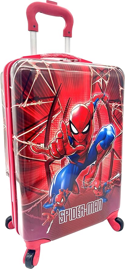 Fast Forward Kids Licensed Hard-Side 20” Spinner Luggage Lightweight Carry-On Suitcase (Spiderman - 2)