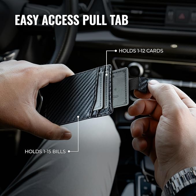 Kingly Cash Clip Slim Leather Wallet for Men with RFID Blocking & Money Clip - Minimalist Front Pocket Bifold Wallet Holds 12 Cards - Secure Card Holder with Easy Access Pull Tab