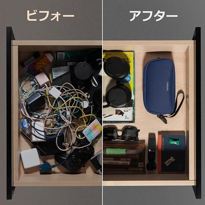 tomtoc Electronics Organizer Travel Case, Water Resistant Travel Bag Cable Organizer for Essentials, Tech Pouch Accessories Carry Storage for Cord, Phone, Cables, Airpods, USB Flash Drive, Daily Items