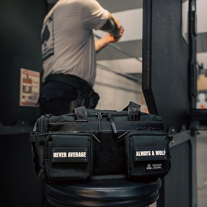 WOLFpak 20L Mini Duffle Bag for Gym & Travel | Waterproof Carry-On Weekender Bag with Shoe Compartment, Hard Bottom, and Tactical Molle System (Alpha Black)