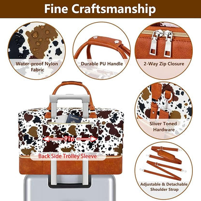 Weekender Bag for Women, Travel Duffel Bag Carry On Overnight Bag with Shoe Compartment Large Nylon Travel Weekend Tote Bag