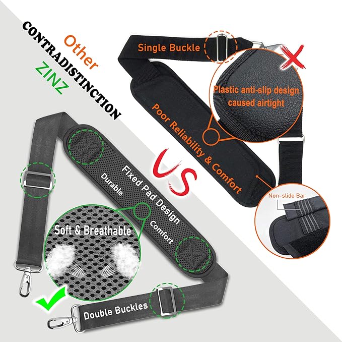 ZINZ Shoulder Strap, 57" Padded Adjustable Shoulder Bag Straps Replacement for Bags with D-Ring (DG02Y01)