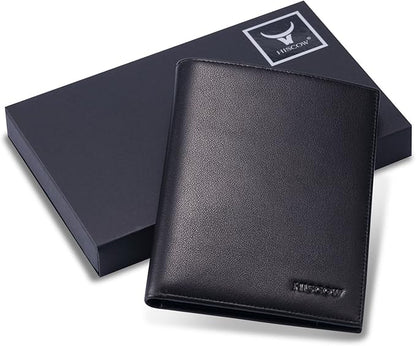HISCOW Italian Leather Passport Holder for Travel - RFID Blocking Wallet Cover with Secure Organizer for Men & Women, US & Foreign Trips, Black