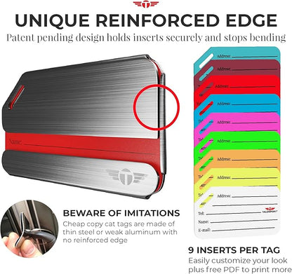 Original Indestructible Luggage Tags for Travel Stand Out with Stainless Steel Privacy Personalized Luggage Tags with Free Smart Bag Tag Recovery Included