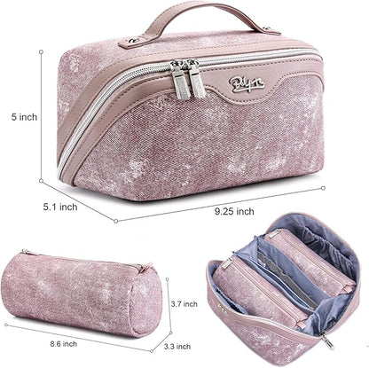 BOYATU Travel Makeup Bag Cosmetic Bags for Women: 3 Sets Large Capacity Make up Bag - Portable Toiletry Bags with Handle for Women(F-2-Purple)