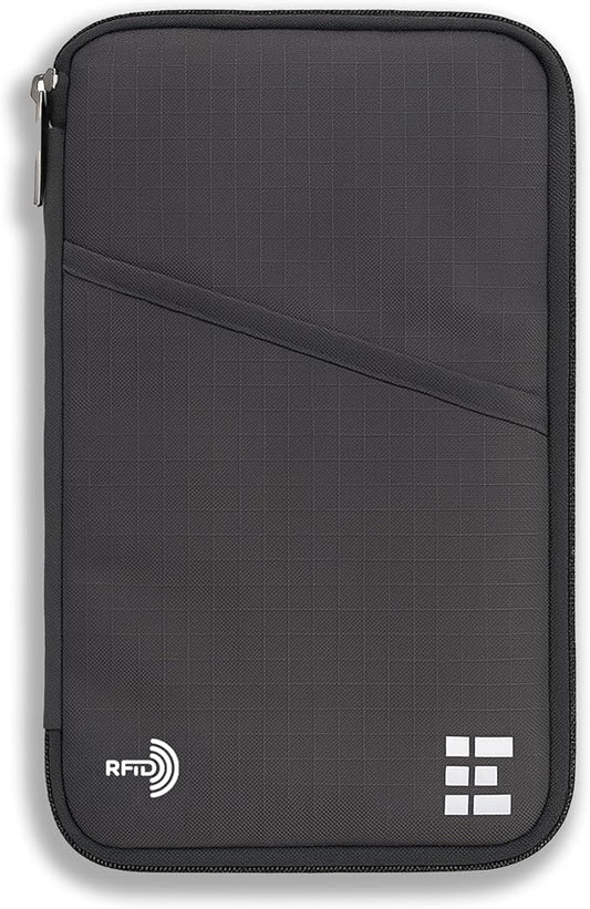 Passport Holder Family up to 6 Passports, Large Passport Wallet and Premium Travel Document Holder Organizer with RFID Anti-Theft Blocking - 7 Bonus RFID Blocking Sleeves - Shadow