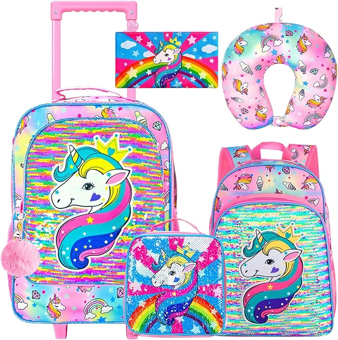 Kids Suitcase with Wheels for Girls and Boys, Rolling Carry on Luggage for Toddler Children