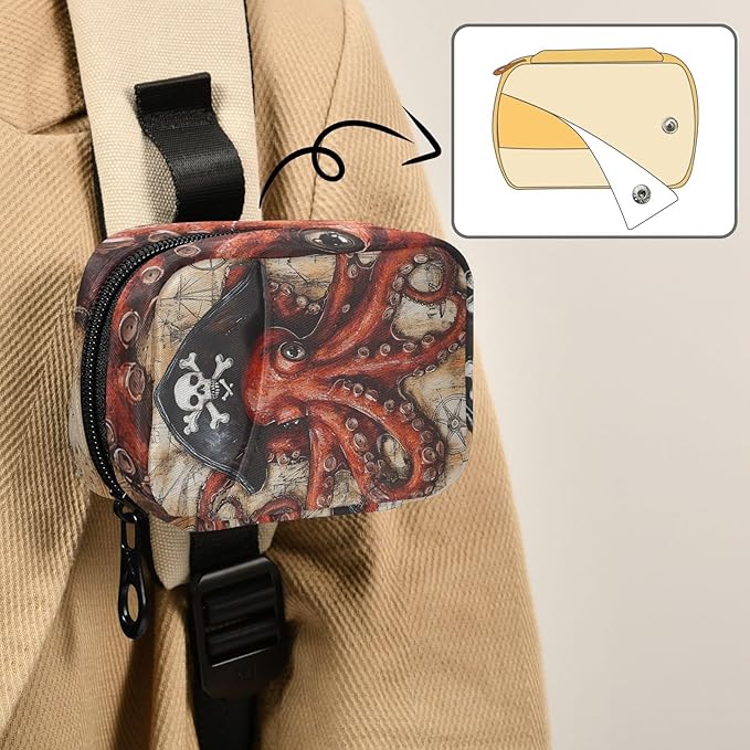 Pill Organizer Box Case Weekly Travel Pill Container Holder 7Day Cute Vitamin Organizer Dispenser Sorter Planner Storage Small Compact Octopus Pirate and Compass06