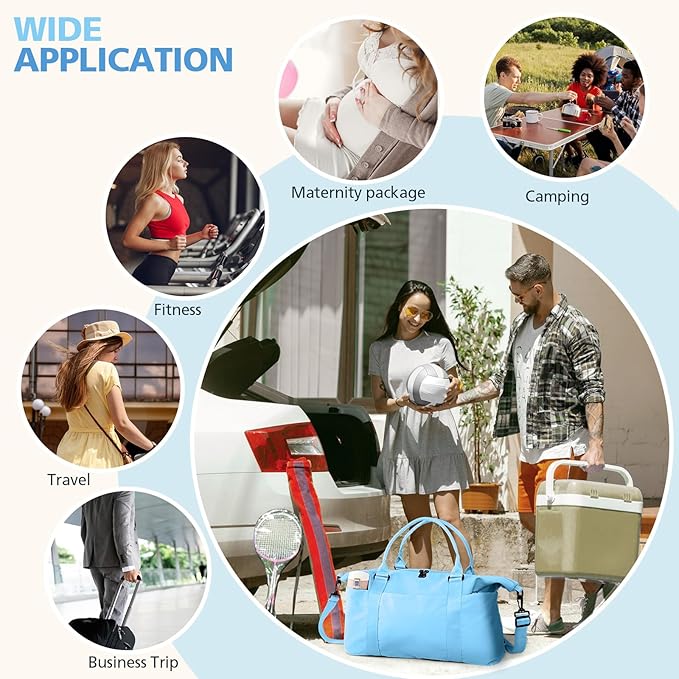 Travel Duffle, Waterproof Weekender Carry On Tote for Women, Travel Essentials Sport Gym for Men, Hospital Bag for Labor and Delivery, Overnight Luggage With Trolley Sleeve