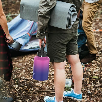 WATERSY 1 Gallon Water Bottle Insulated(Cold for 48 Hrs),BPA Free&Leak Proof,128oz Stainless Steel Water Jug,Big thermo,Large Water Bottle with Handle for Gym,Hiking,Camping&Travel,Gradient Purple