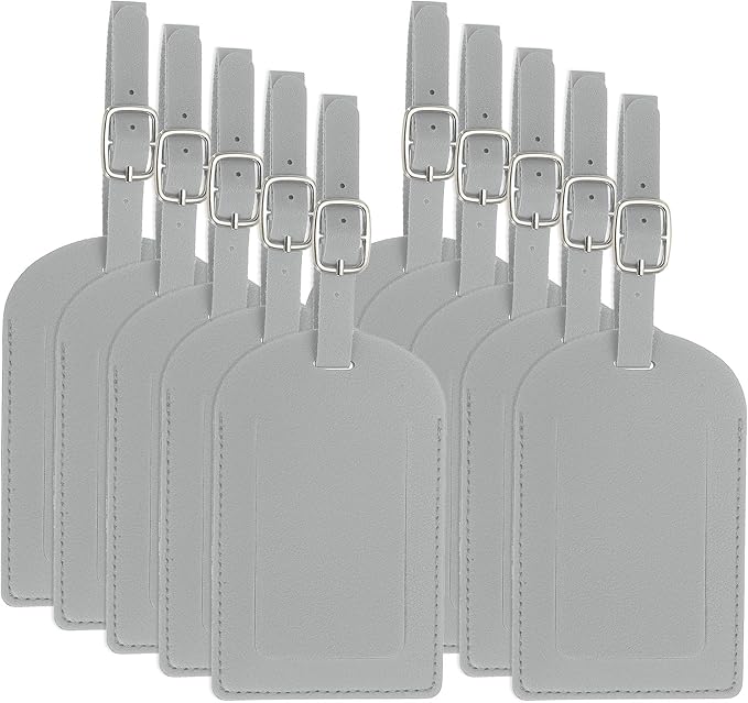 PATIKIL Leather Luggage Tag, 50 Pcs Luggage Tags Pu Bag Tags for Suitcases Airplane Travel Essentials, Grey