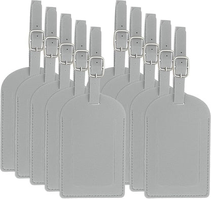 PATIKIL Leather Luggage Tag, 50 Pcs Luggage Tags Pu Bag Tags for Suitcases Airplane Travel Essentials, Grey