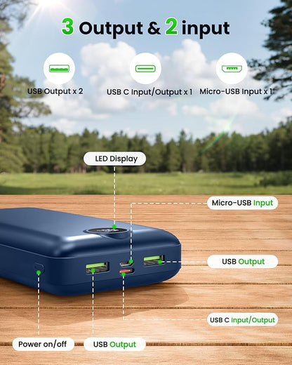 Portable Charger Power Bank 50000mAh 22.5W Fast Charging Battery Bank USB C External Battery Pack with 3 Output & 2 Input Digital Display Travel Essential for iPhone 16/15/14/13/12, Samsung, iPad etc