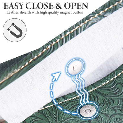 Pill Organizer,LIZIMANDU Weekly Travel Pill Case Box Medication Reminder Daily AM PM, Day Night 7 Compartments,for 4 Times A Day, 7 Days a Week-Includes Leather PU Carrying Case(1-Carved Green3)