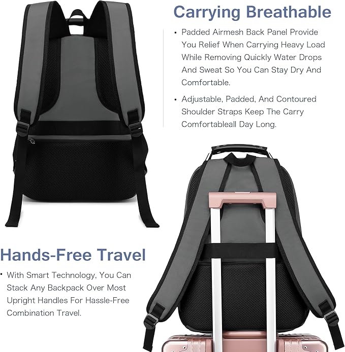 Boavan Laptop Backpack for men, 15.6 inch Laptop Bag with USB Port, Waterproof Travel Work Backpack Purse, Anti-Theft Teacher Nurse Doctor Casual Bookbags Office Business backpack，Grey