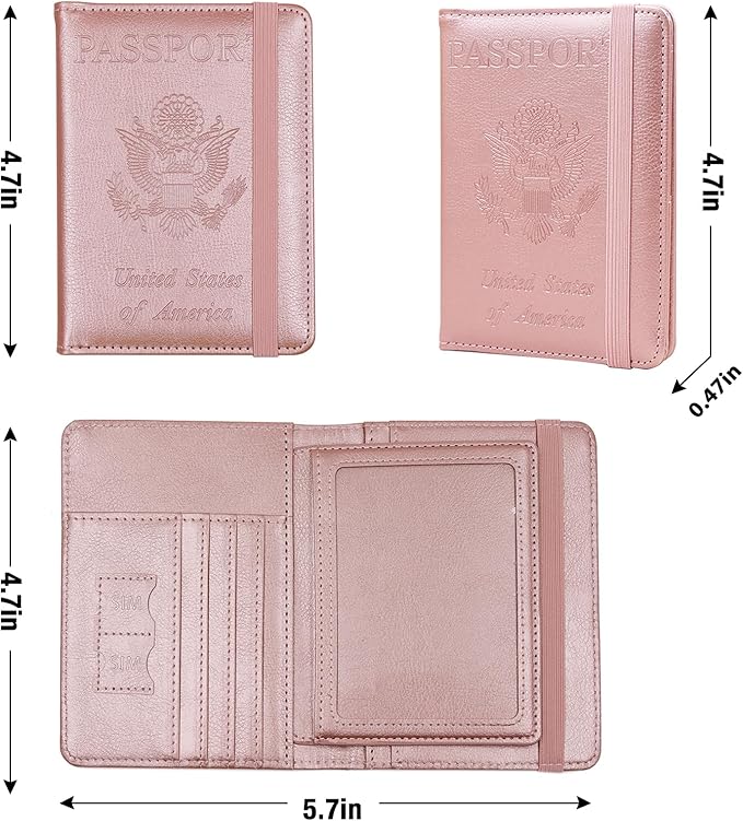 Melsbrinna Rfid Passport Holder for Travel women/Men, Cute Passport Wallet Rfid Blocking Card Slots, Rfid Passport Cover/CaseTravel Wallet, Passport Book Holder (1, Pink2)