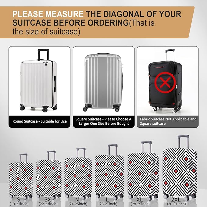 Travel Luggage Cover - Scratch-Resistant Fit 19-31 Inch Suitcase Protector, Not Included Suitcase (F-S-006, SX(22-23 inch))