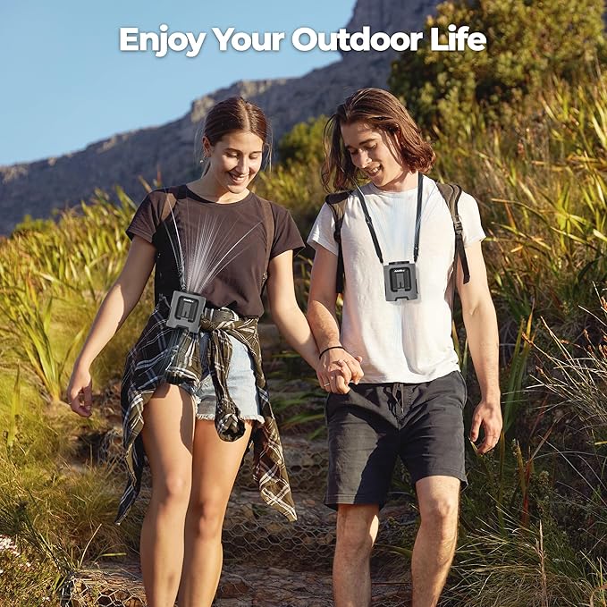 Portable Waist Fan, 4 Speeds 13000RPM Strong Airflow, Clip On Belt & Rechargeable, Battery Operated 24Hrs, Power Bank, Hands-Free Personal Shirt Fan for Outdoor Jobsite Camping Travel