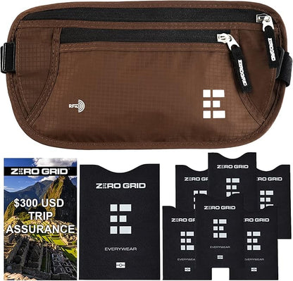 Money Belt for Secure Travel - RFID Blocking Slim Passport Holder - Hidden Waist Pouch for Cash, Credit Cards, Documents - Concealable Under Clothes, Water-Resistant Slim Fanny Pack for Men and Women