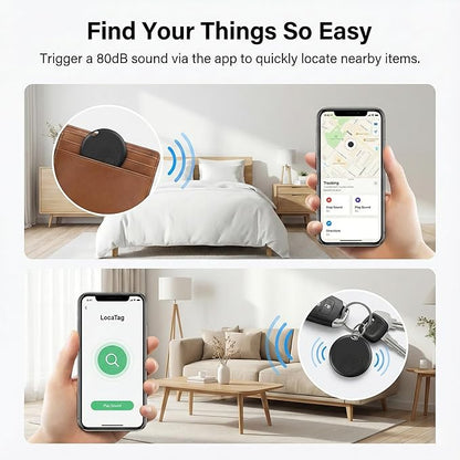 Mini Bluetooth Tracker, Air Tracker Tags for Android &iOS, Key Finder with Sound,Compatible with Google Find My Device and Apple Find My,Tracks Keys,Wallets,Luggage,Pets,No Subscription(Black -4Pcs)