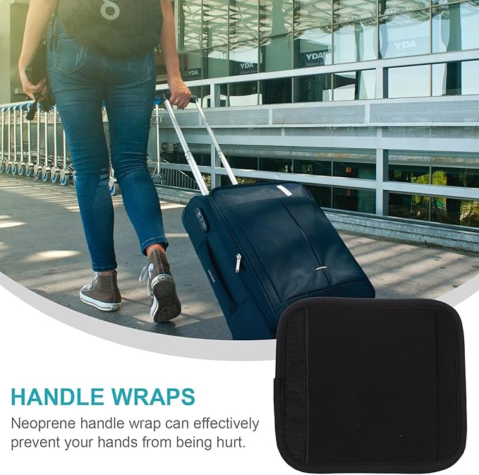 Neoprene Handle Wrap, Luggage identifier Travel Bag Handle Covers, Luggage Grip Luggage Identifiers Suitcase Handle Luggage Handle wrap Wraps Handle wrap (Black)