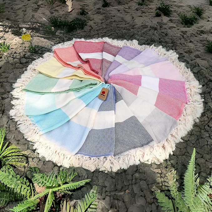 Bazaar Anatolia Turkish Beach Towel – 100% Cotton, Quick Dry, Sand Free Towel for Bathroom, Camping, Travel – Oversized 71x39 Inches – Diamond Red