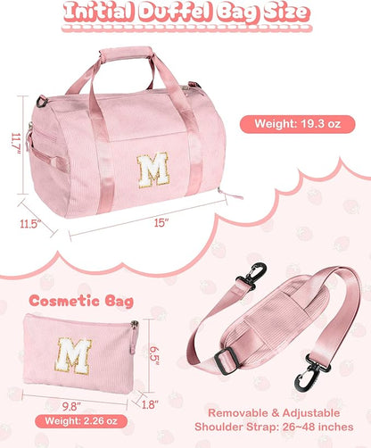 Cute Christmas Gifts, Girls Gym Bag, Kids Personalized Dance Bags with Shoe Compartment, Customized Travel Tote with Toiletry Bag, 6 Year Old Girl Birthday Gift (Letter Y)