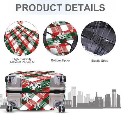FOREVER QUEEN Red green grid Luggage Cover Suitcase Protector Suitcase Cover Anti-Scratch,Stretchable Bag Cover Washable Durable Polyester
