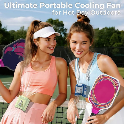 AMACOOL Portable Waist Fan Clip On, MAX 40H Work Time, 10000mAh Rechargeable Wearable Shirt Fan with Light, 16000RPM Powerful 5 Speed Belt Fans Personal Cooling Fans for Outdoor Jobsite Travel