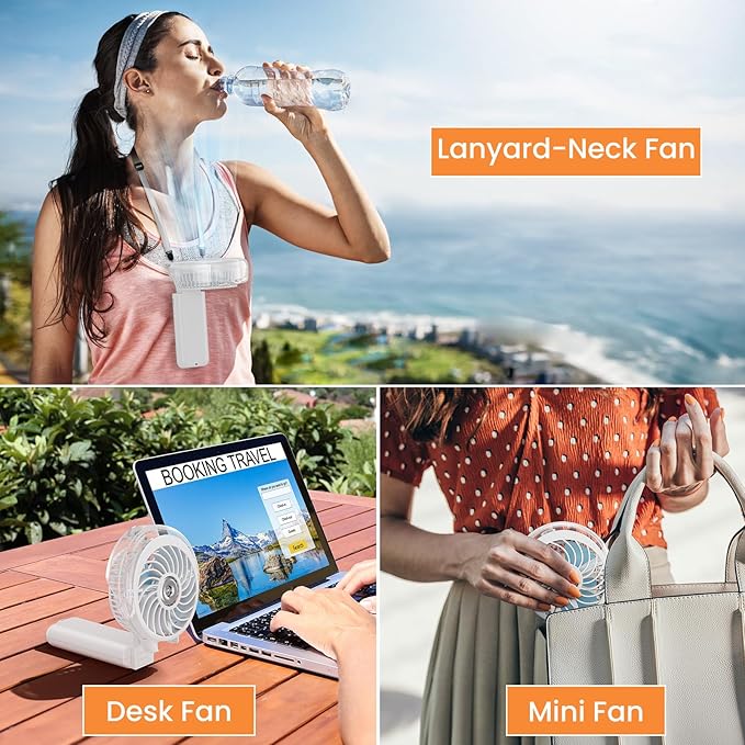 HandFan 5200mAh Upgraded Personal Misting Fan, Rechargeable Handheld Mister Fan, Spray Water Mist Fans, Portable Cooling AC, Electric Mini Hand Fans for Beach Travel Outdoors(White)