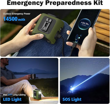 PANERGY Portable Waist Fan, 67H Runtime Wearable Fan with 4+1 Speeds, Storm Mode, 14500mAh Rechargeable Belt Fan with Dual Clip, Flashlight for Outdoor Jobsite(Army Green)